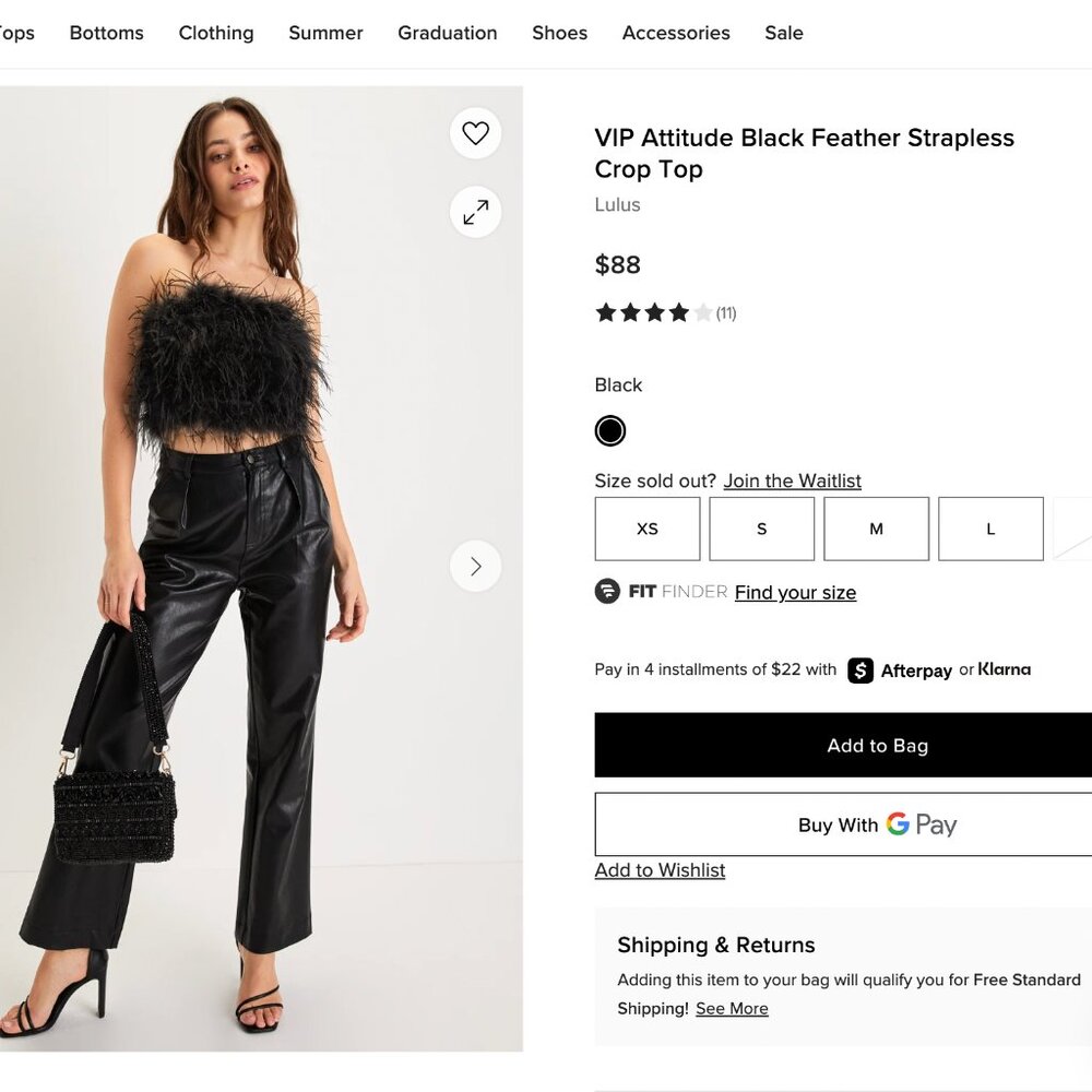 Myra Feather Top – Black (S)